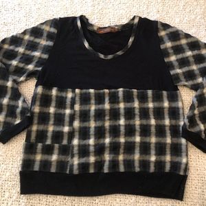 HETEROCLITE plaid top/pocket/textured